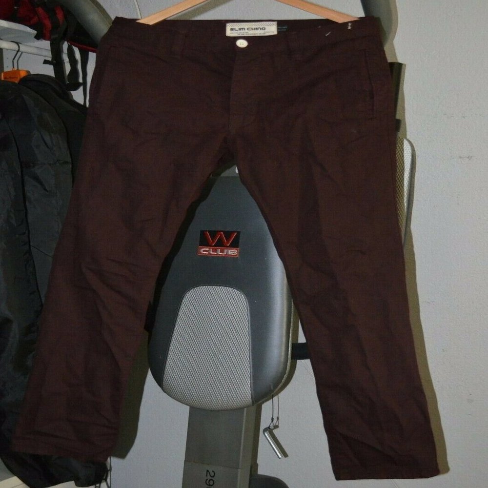 Mens topman slim chino pants W 32R burgandy